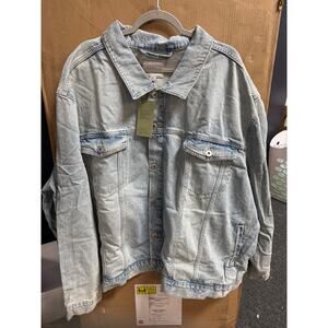 NWT Big & Tall Mens Goodfellow & Co Light Blue Trucker Jean Jacket - 5XL